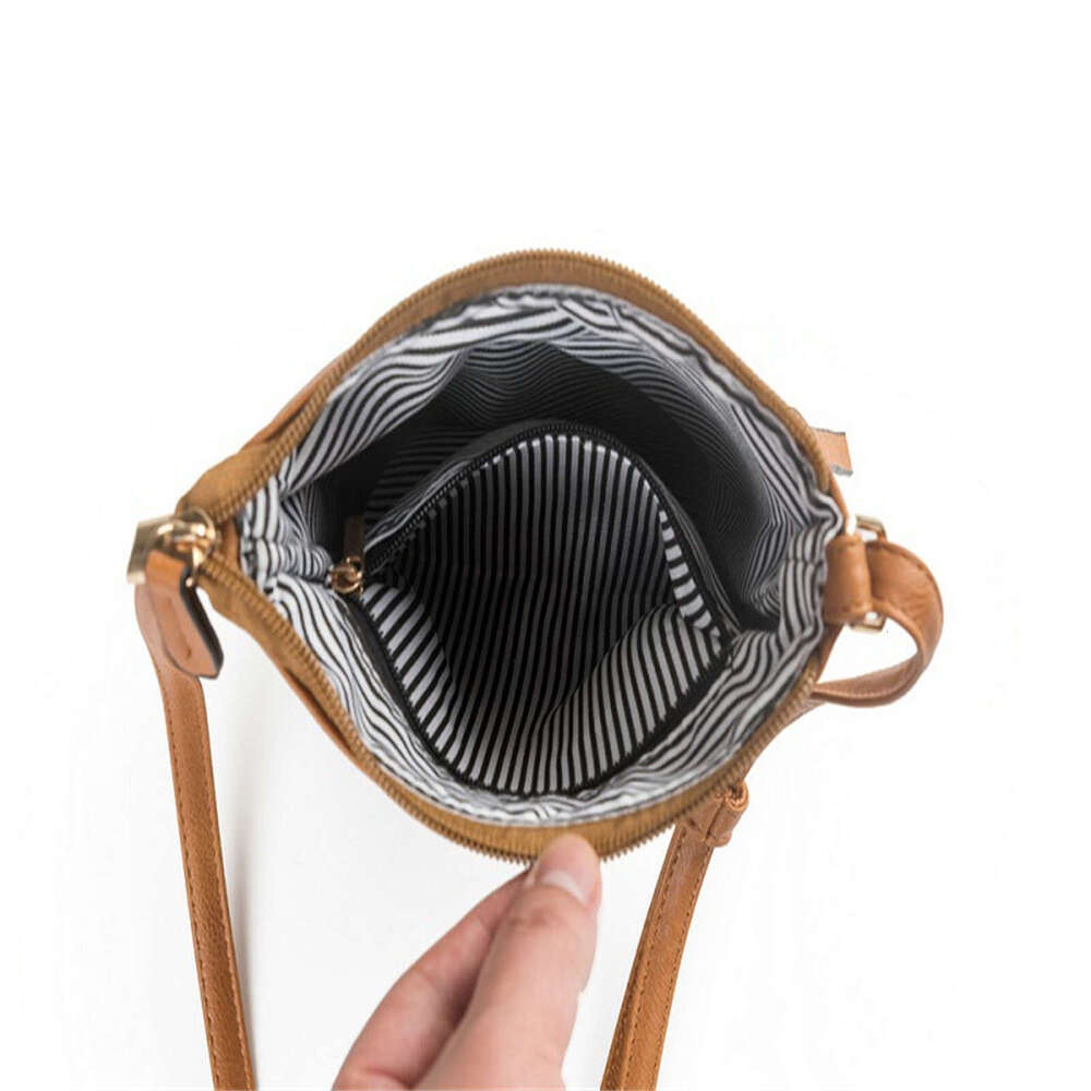 Casual multi-functional pocket double zipper vertical women's shoulder crossbody bag