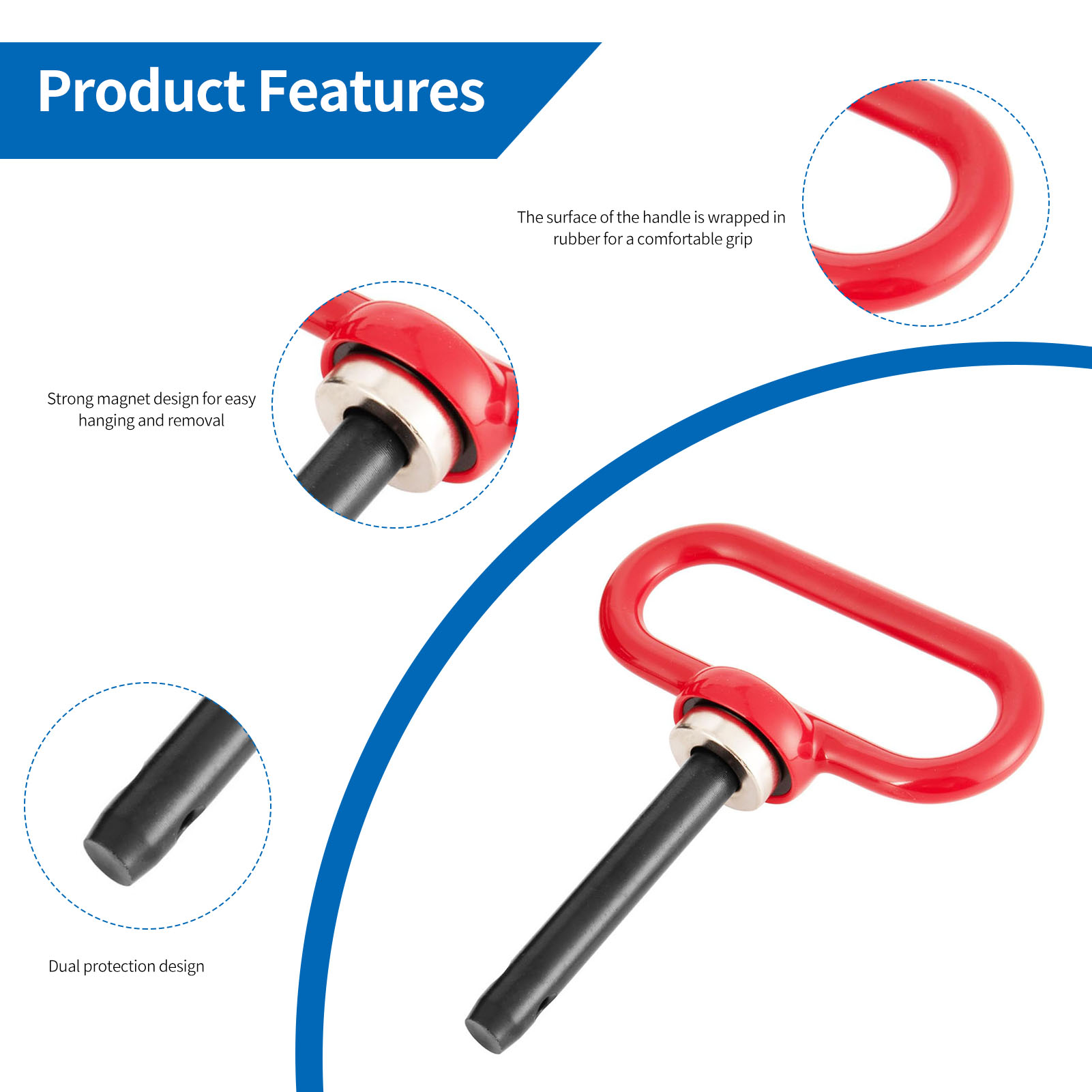 Universal Heavy Duty Magnetic Hitch Magnet Trailer Gate Pin for Mowers, Lawn Tractors with 2 Bolts -1/2'' R-Clip