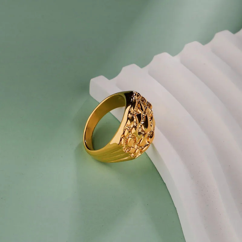 1PC Stainless Steel Mens Nugget Ring Hip Hop Fashion Jewelry Gifts 241112