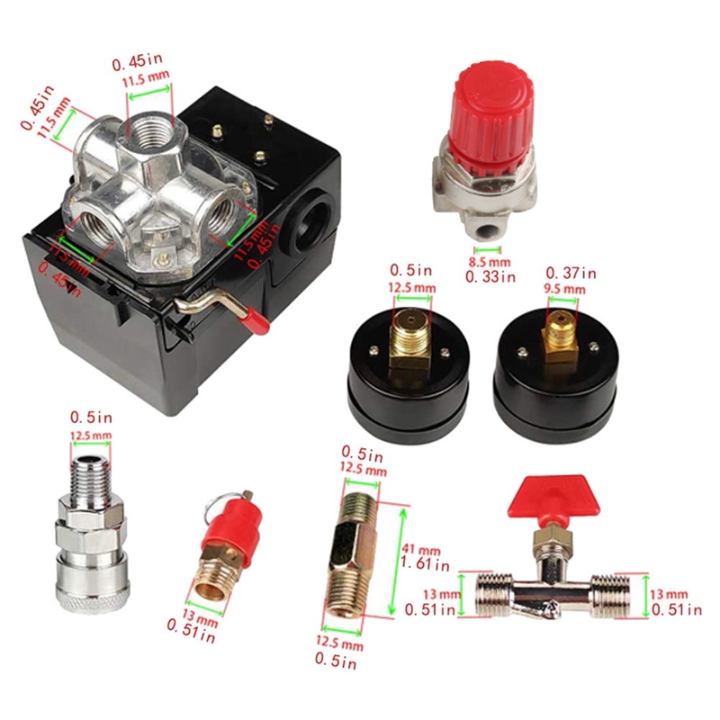 Oil-Free Mute Switch 90-120PSI 4 Port Safety Vae Air Compressor