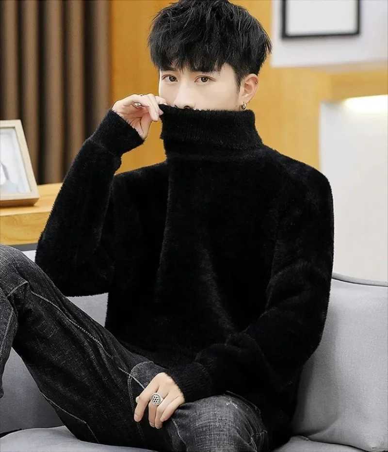 White Pullover Turtleneck Mens Sweater Fashion Knitted Sweater Mens Clothing M-2XL Spring 2023 New Arrival W2411111