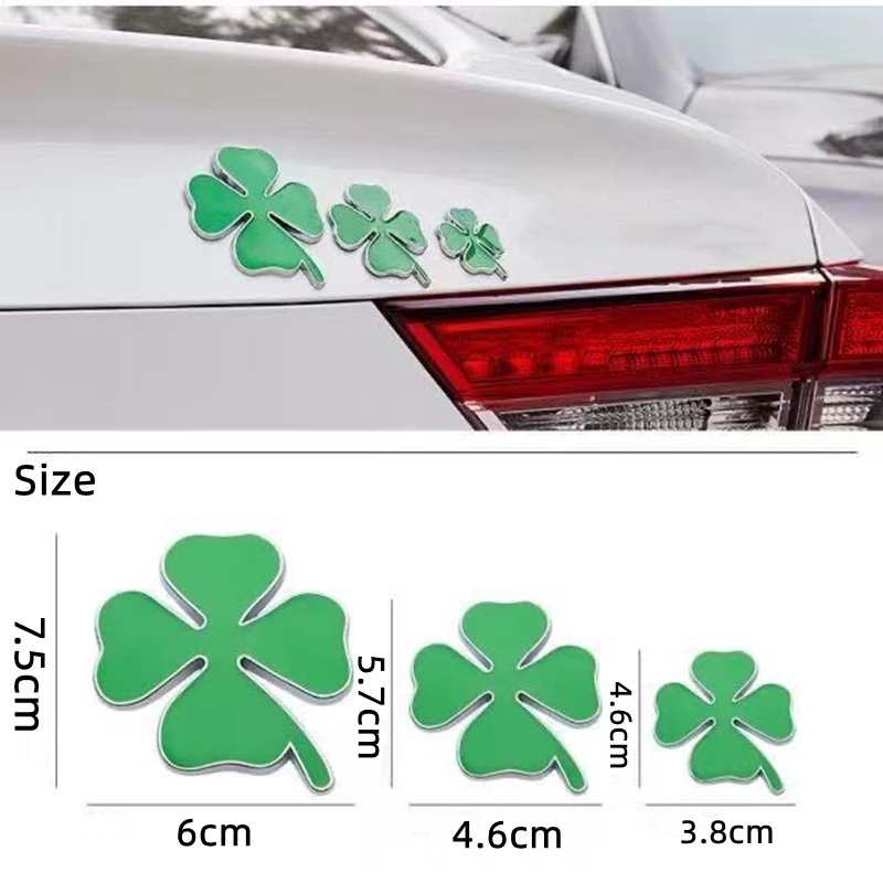 Metal Four-Leaf Clover Body Trim Side Label Lucky Grass Personality Alpha Car Tail Cover scratch Sticker