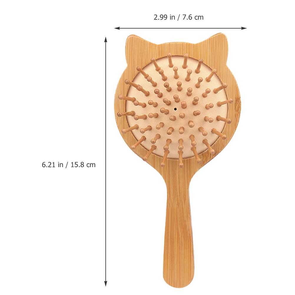 Bamboo brush natural bamboo comb angled brush cat shaped small travel brush wooden massage brush female brush W241112