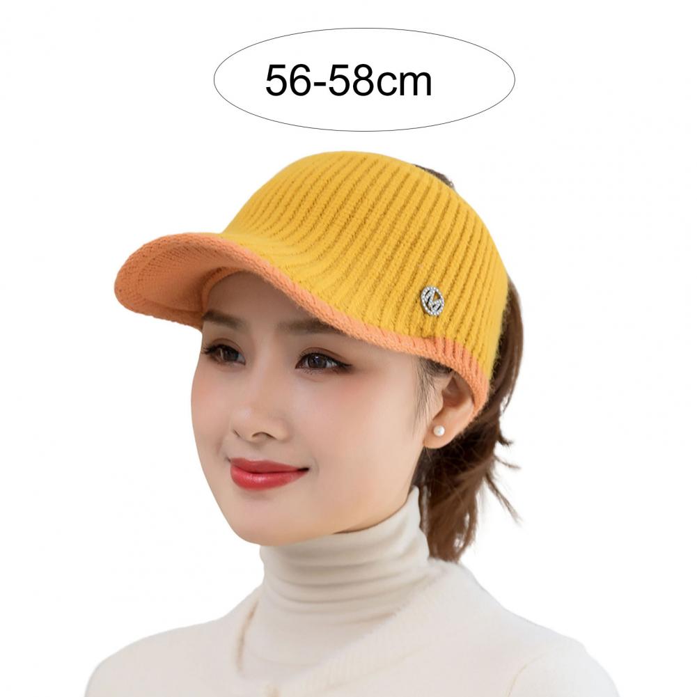 Knitted Hat Stylish Non shrink Woolen Yarn Cold Winter Ladies Visor for Daily Life 5