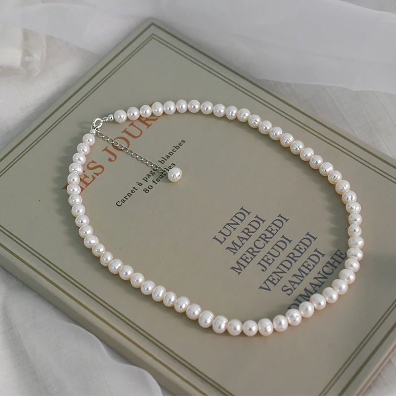Natural freshwater pearl necklace 925 sterling silver jewelry womens gift fashion 241112