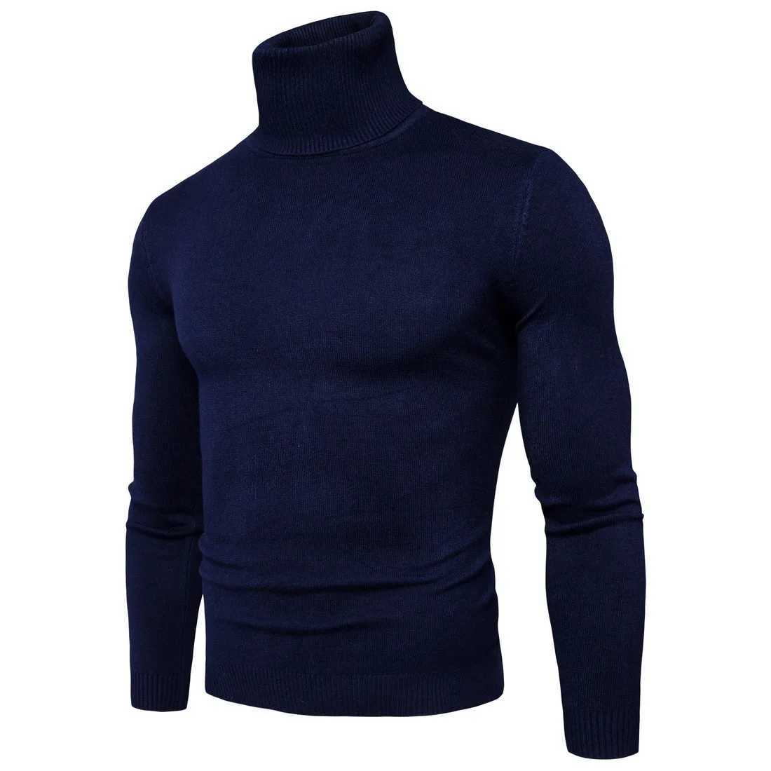 Mens Knitted Sweater Top Autumn Mens Turtle Collar Long Sleeve Elastic Zipper Bottom ZJFS-55 * G0 W2411111