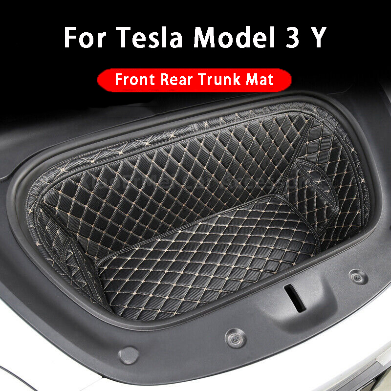 For Tesla Model 3 / Y 2020-2023 Front Rear Trunk Mat Car Leather Trunk Storage Pad Bottom Protector Pad Car Interior Decoration 155d8