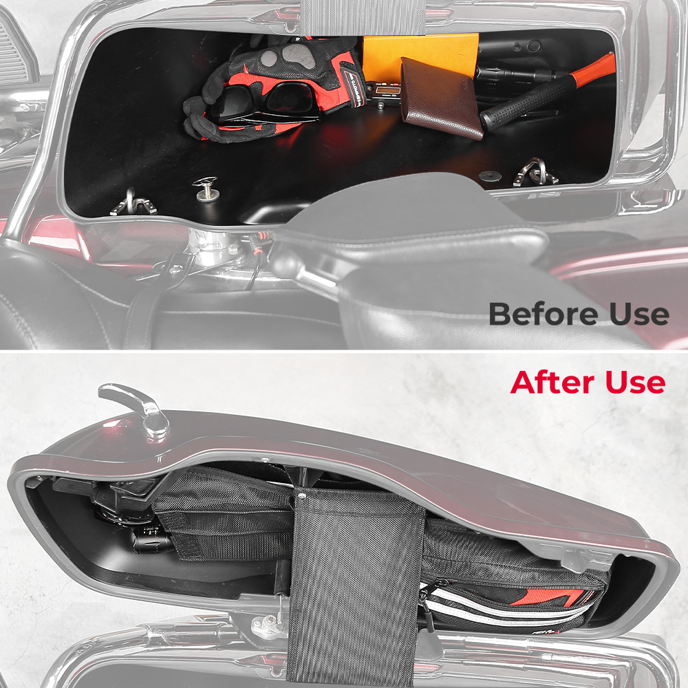 Motorcycle Saddlebag Lid Storage Bag Organizers 2 Pack for Touring Street King Road Electra Glide FLH 2014-2023
