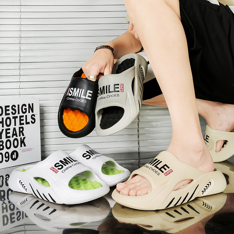Men Comfortable Massage Slippers Sides Indoor Outdoor Sandals Beach Casual Shoes Soft Sole Slides Men Flip-flops Men's Slippers