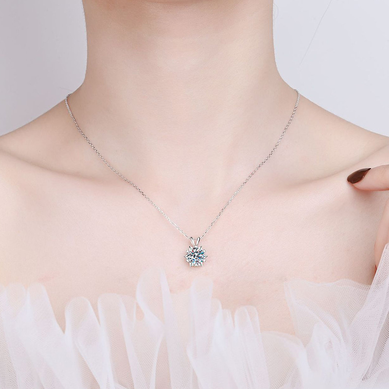 JoyceJelly Sterling Sier Moissanite Dia Jewelry Set For Women Snowflake Earrings Pendant Necklace Wedding Sets bf093