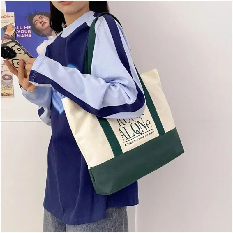 Womens Handbag Korean Fashion Shoulder Shopper Womens Canvas Retro Womens Handbag Wallet 241111