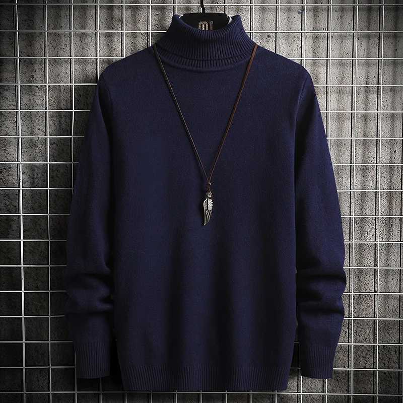 Fashionable mens solid color sweater turtle neck long sleeved knitted floral top suitable for warm mens slim fit clothing 5XL-M W2411111