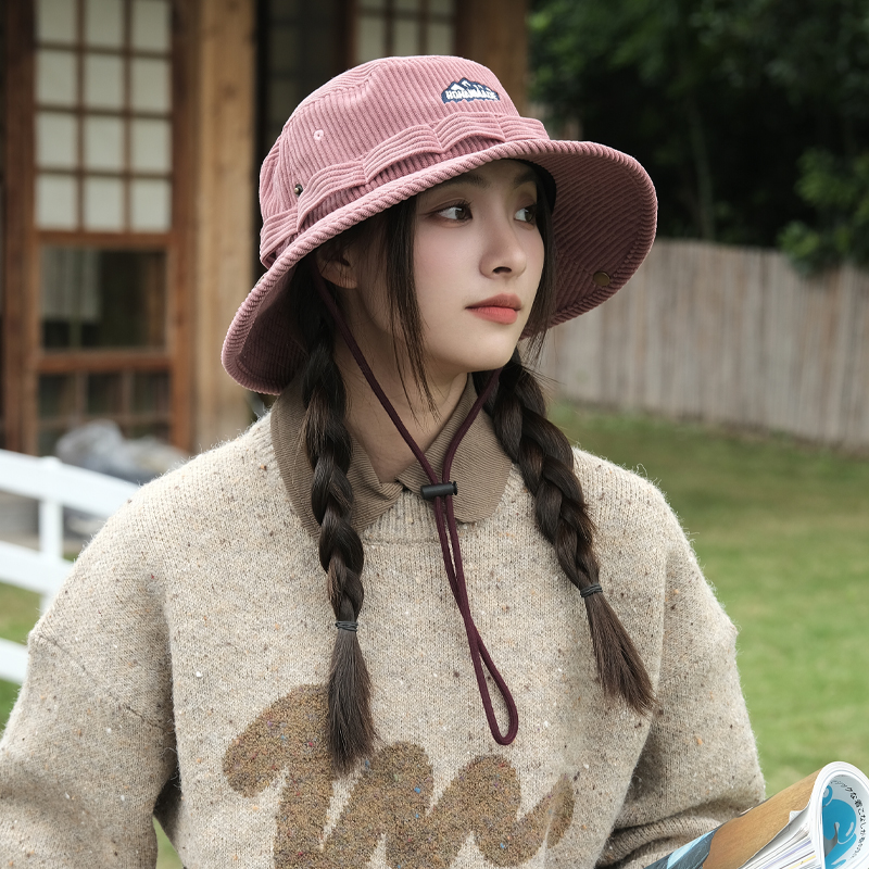 Ins Retro Corduroy Drawstring Bucket Hats Women Autumn and Winter Outdoor Mountaineering Fishing Western Cowboy Men's Caps 08d63 5 4e04c