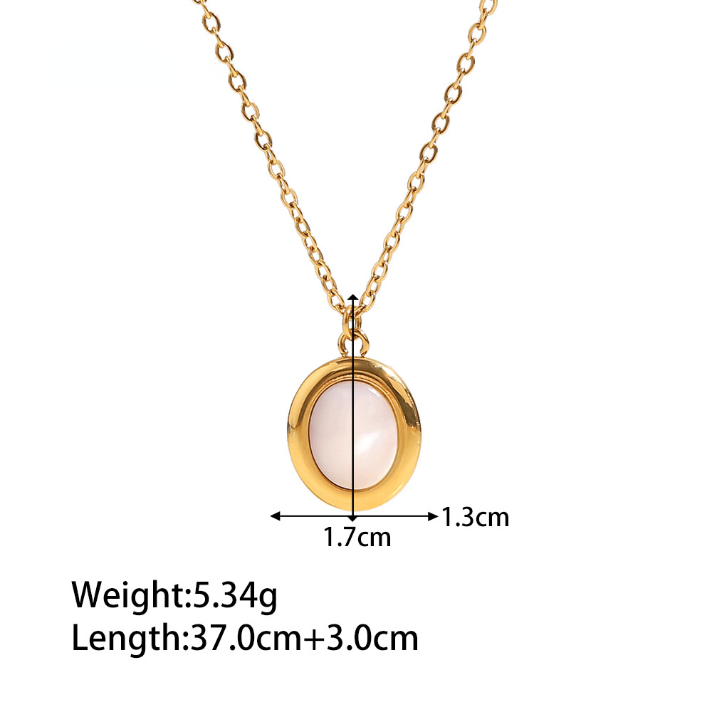 Oval Natural Opal Pendant Necklace for Women Plated 18k Gold Stainless Steel Designer Jewelry Free Shipping Wholesale