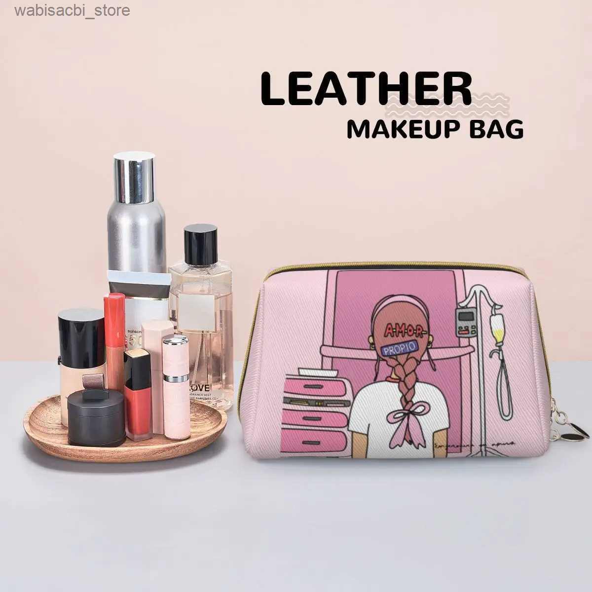Cosmetic Bags Enfermera En Apuros Leather Makeup Bags Trendy Large Capacity Cosmetic Bags Merch Woman Zipper Beauty Toiletry L49