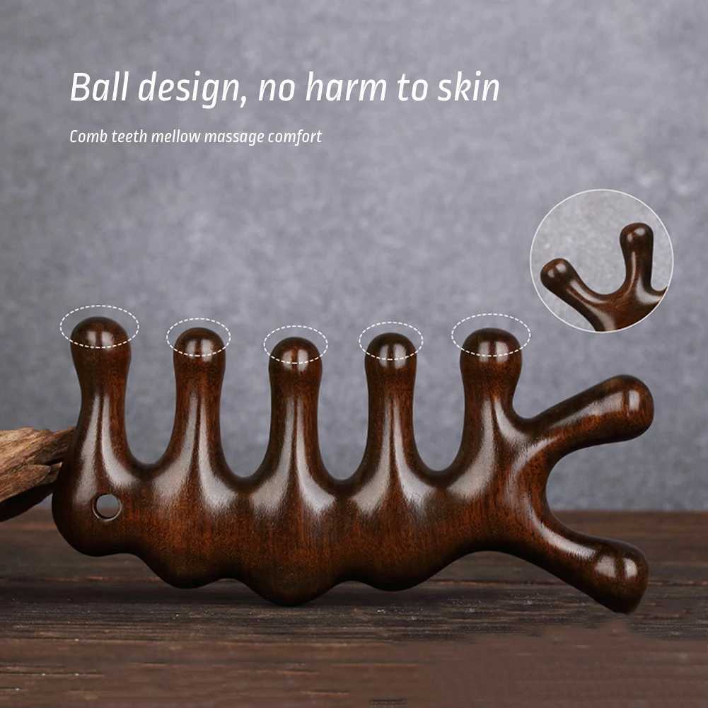 Sandalwood massage comb with wide teeth multifunctional scalp meridian treatment hair brush anti-static hair styling accessories W241112