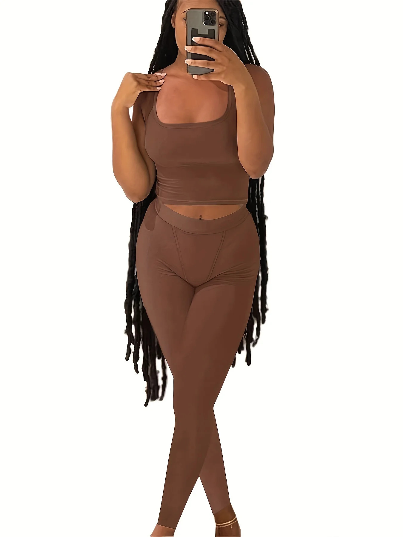 Casual Workout Short Sets 2 Piece Outfits for Women Ribbed Crop Tank Top High Waist Leggings activewear 241108