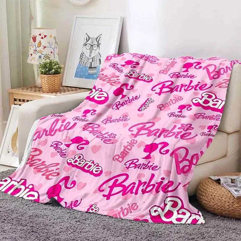 Barbie Flannel Fluffy Throw Camping Blanket for Children Sofa Throw Blanket Modern Fashion Gift Miniso Picnic BlanketXJ241111