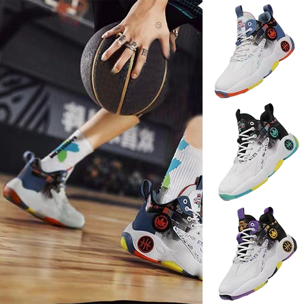 Cool Lace-Up High Top Basketball Shoes Non-Slip Sole Breathable Shoes For Workout
