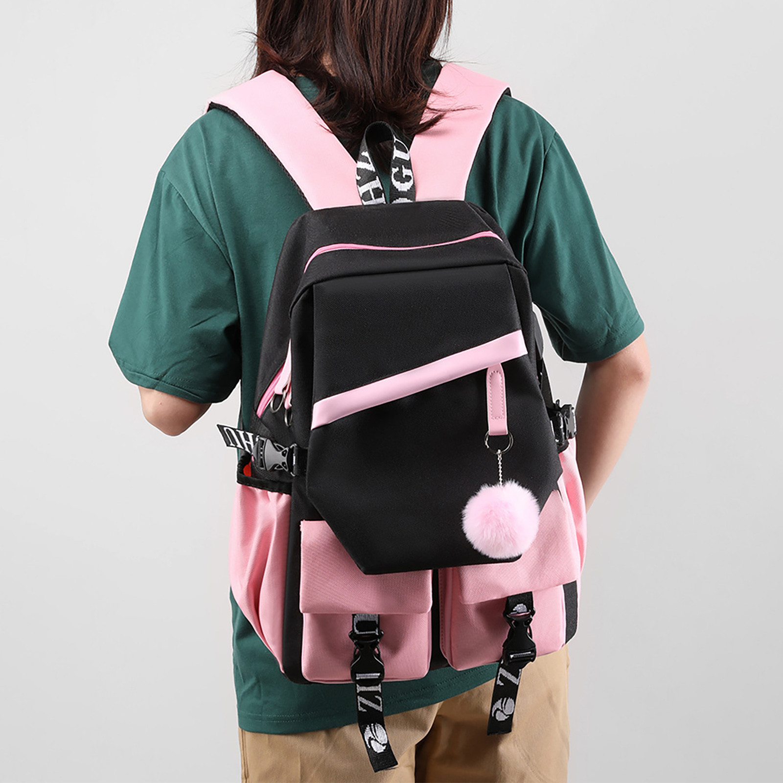 2023 Usb Charging Heat Transfer Printing Cloth Bag Shoulder Bag Large Capacity School Students Outdoor Backpack School Bags 6bf81