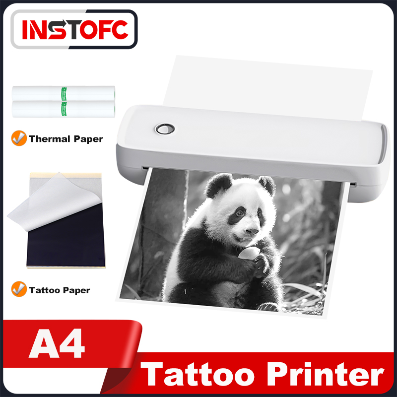 Portable new A4 Tattoo Transfer Stencil Printer Bluetooth USB Mobile Thermal 2025 PDF JPG Document HD Printing hine Fine Arts White