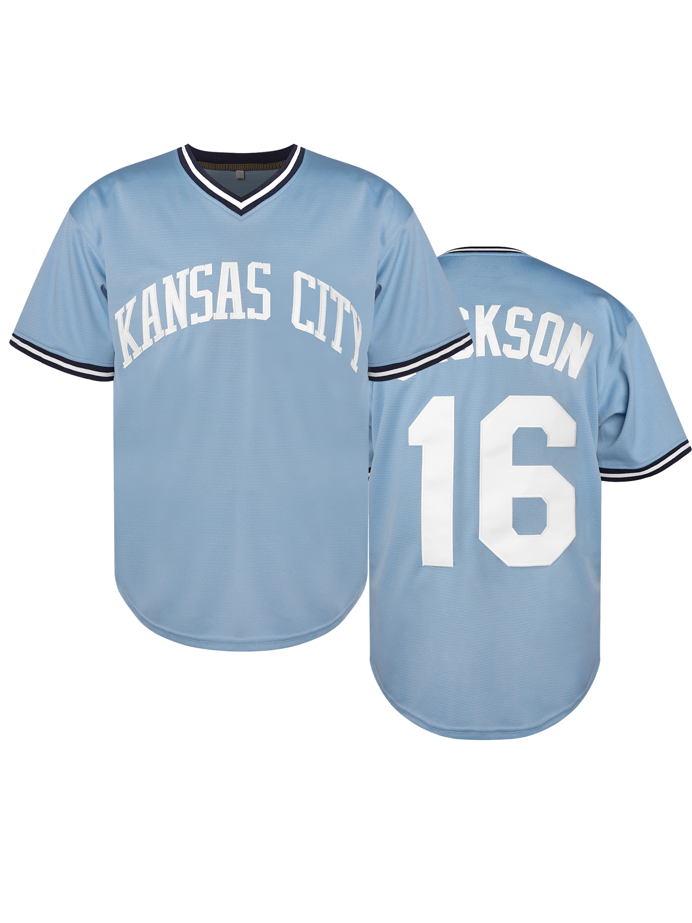 Men's #16 JACKSON Embroidered Baseball Jersey - Casual V-Neck Button-Up Cardigan, Polyester, Machine Washable - Perfect for Sports & Casual Attir
