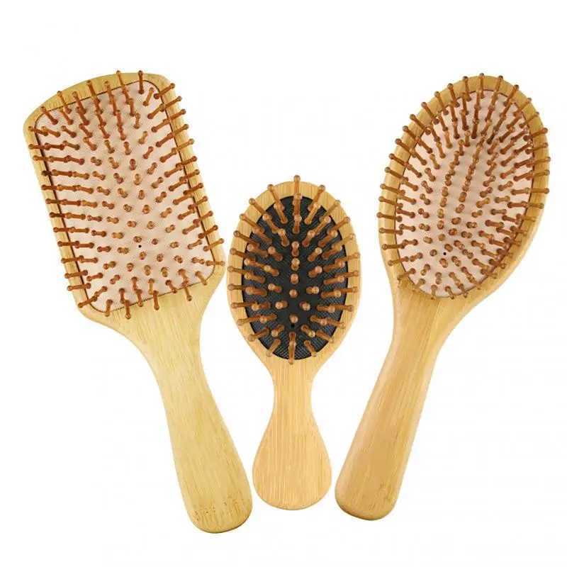 6-piece scalp massage comb wooden bamboo air cushion anti-static wide tooth double head flat comb hair salon styling tool W241112