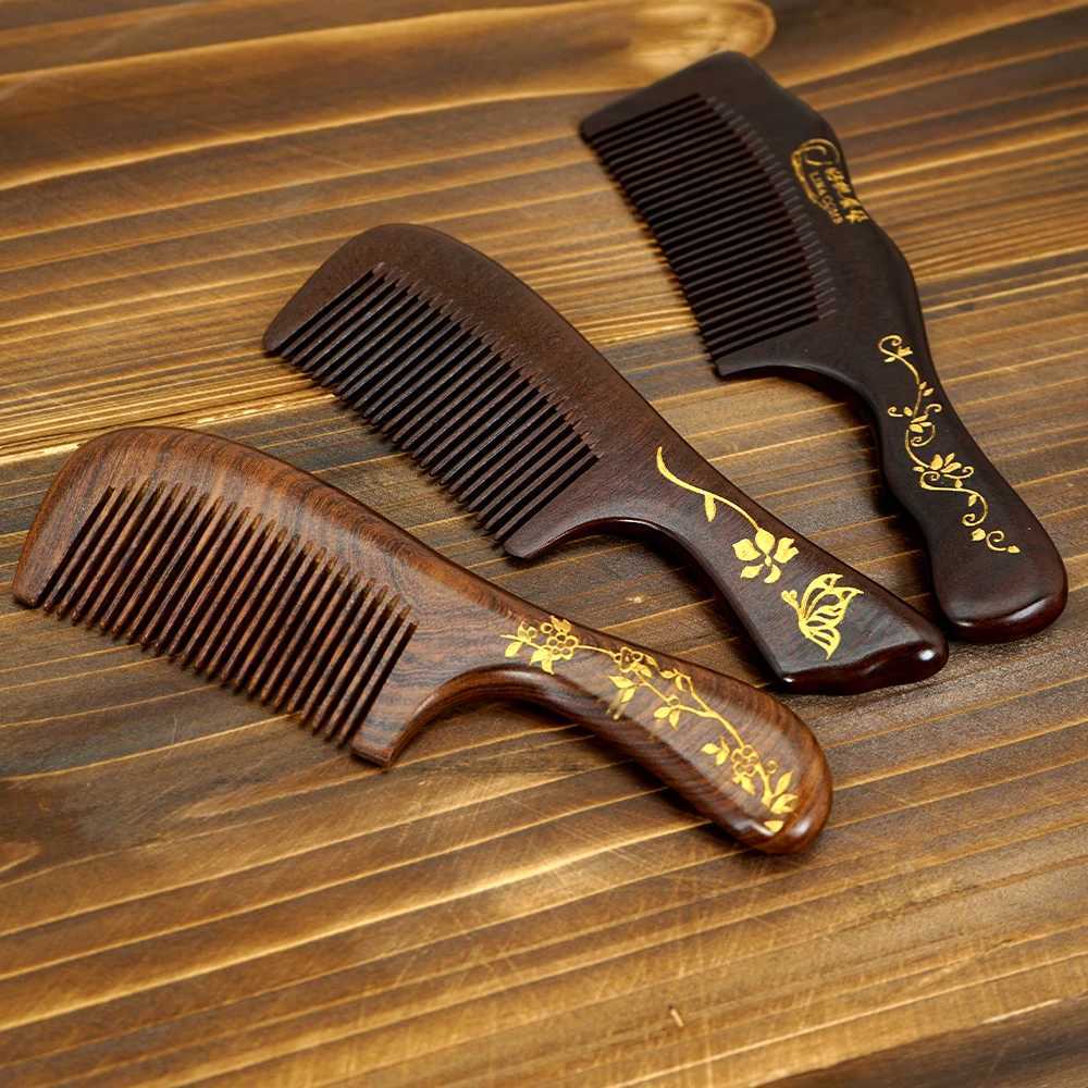 Professional comb sandalwood wide teeth hair comb scalp massage brush moon shaped wooden comb bathroom spa massage brush hair brush W241112