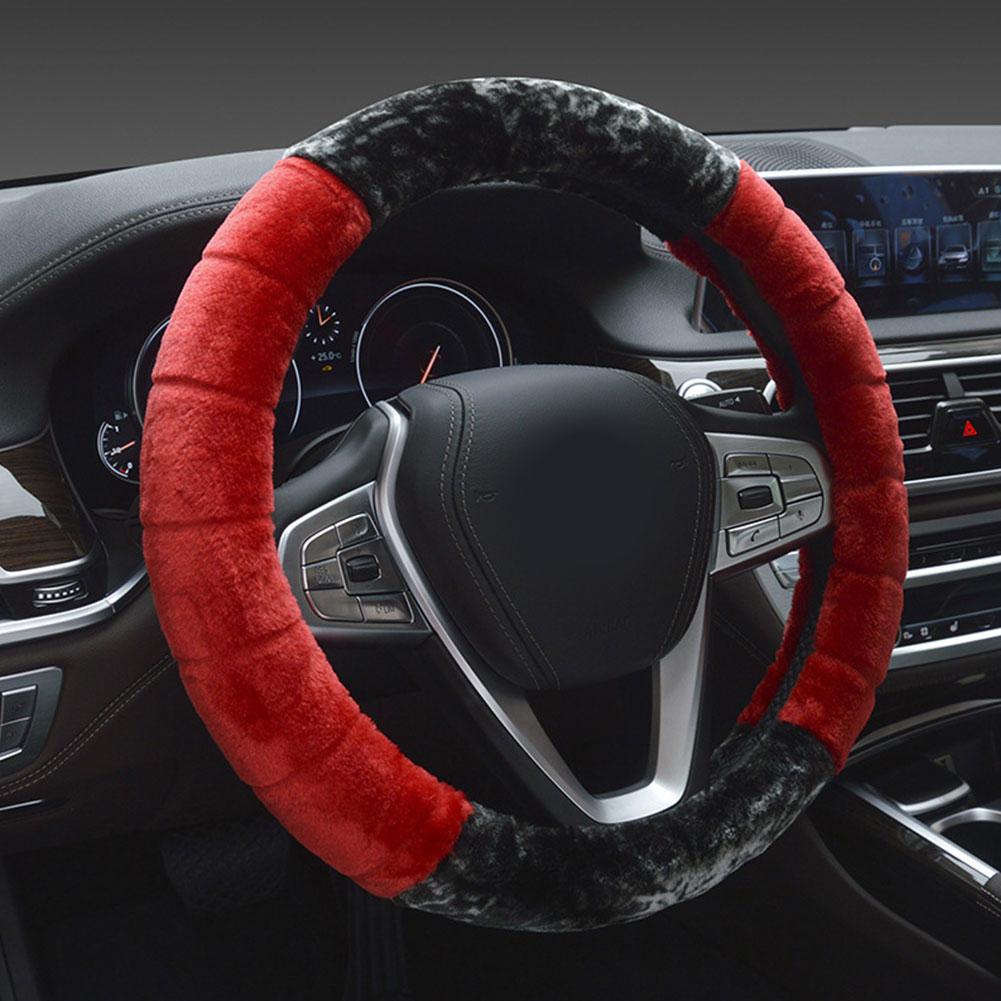 Universal Winter Super Soft Plush Car Steering Wheel Warm Faux Auto Fur Steering-Wheel On 37/38cm The Cover Handlebar W8S1