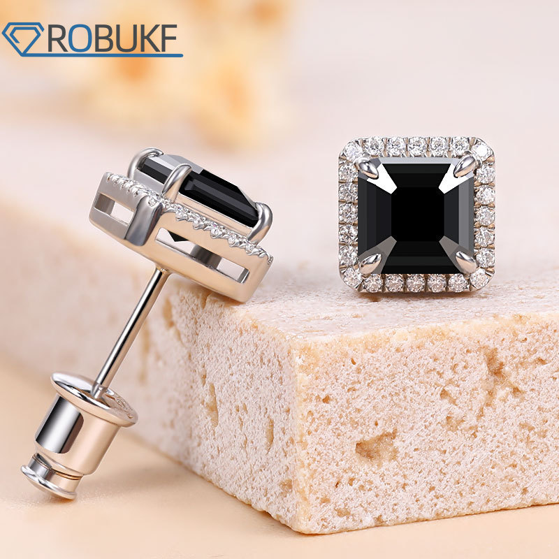 8*8mm All Moissanite Stud Earrings for Women Men Black Square D Color Dia S Sterling Sier Plated Earring Wholesale 1ecd7
