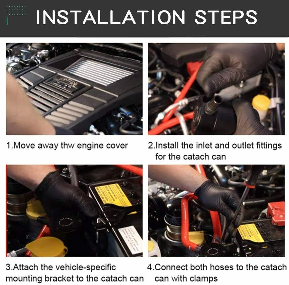 Universal Racing Baffled Aluminum Oil Catch Can Tank 2-Port/ 3-Port Reservoir with Drain Vae Breather Cylinder Filter Kit