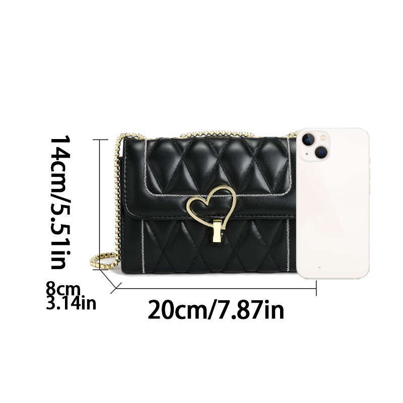 2024 winter new net red fashion dia chain metal love shoulder crossbody bag