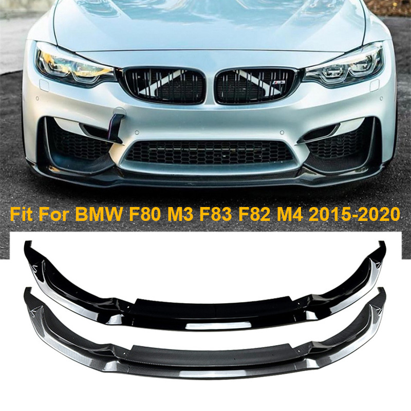 3PCS GLOSS Car Front Bumper Lip Spoiler Protector 2015-2020 For M3 F80 M4 F82 F83 Diffuser Splitter Cover Gurad