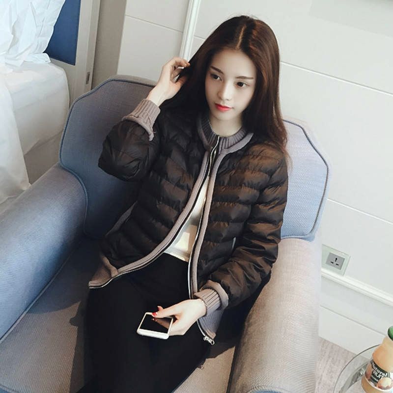 Baseball Aviator Quilted Padded Patchwork Jackets for Women Woman Coat Black Bomber Thick Padding Korea Elegant Modern Luxury