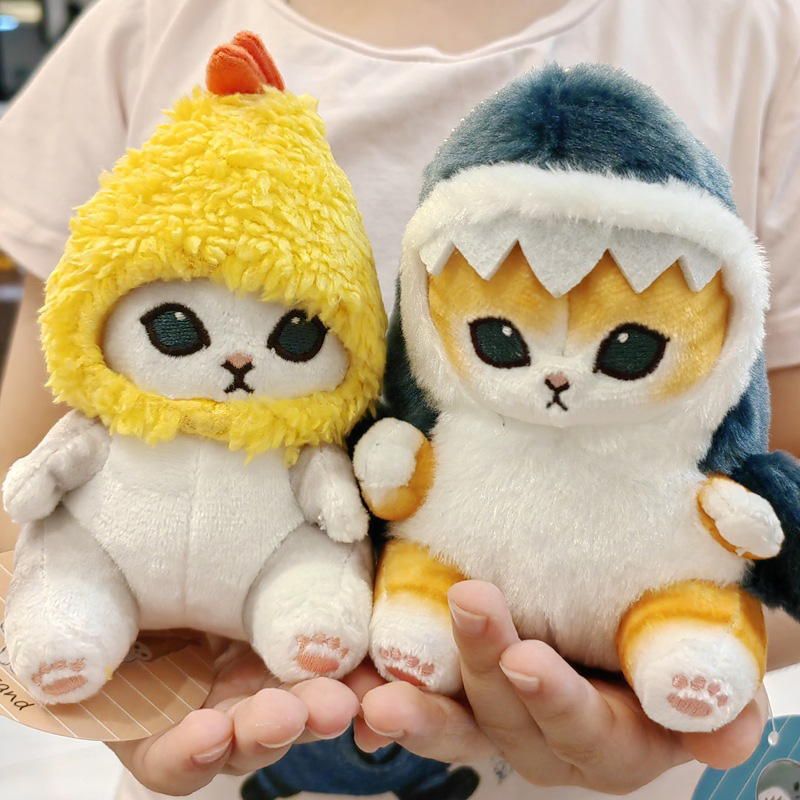 13cm Cute Shark Cat Soft Toys Fried Shrimp Cat Plush Doll Pendant Stuffed Animal Keychain Cute Pendant Christmas Gifts Keychain
