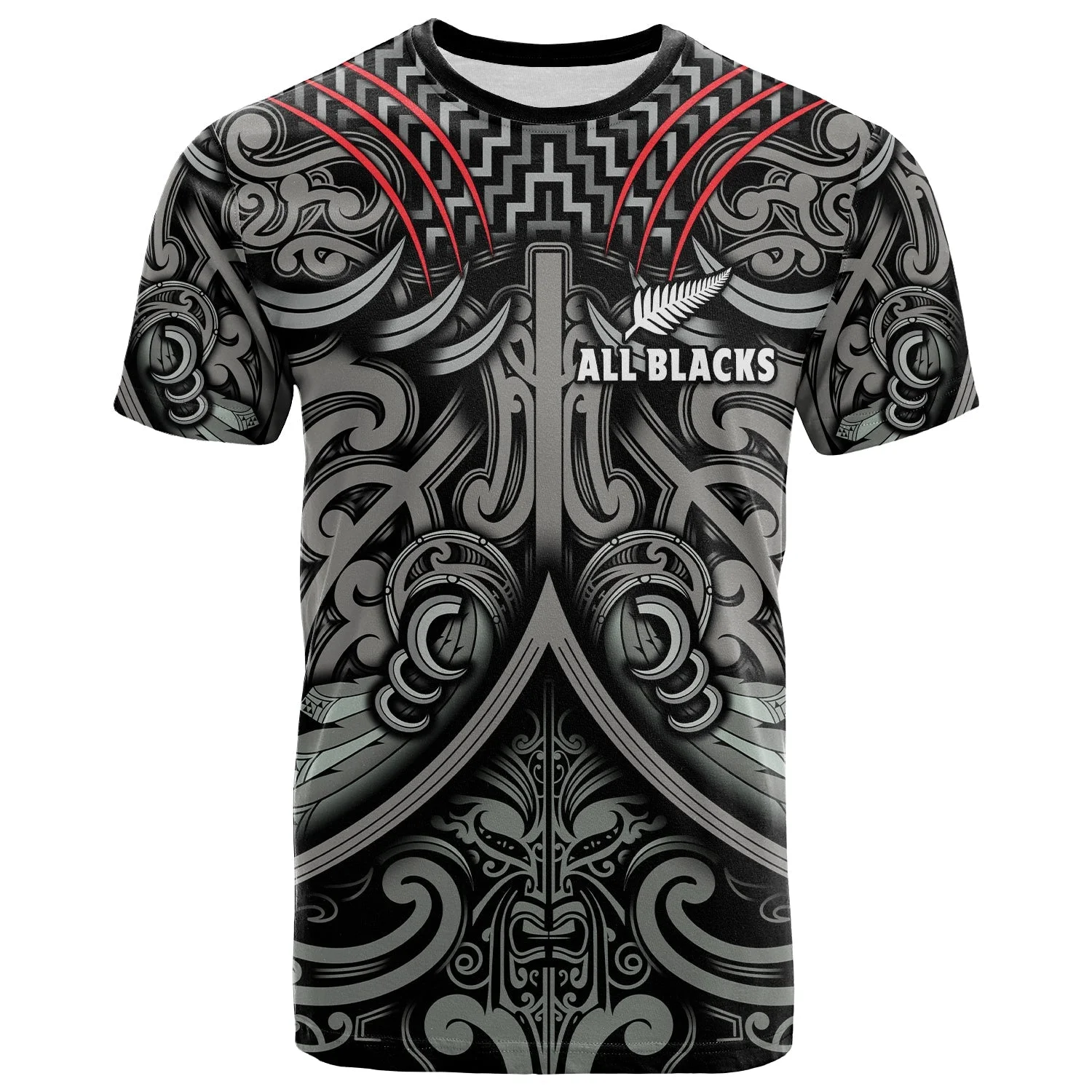 New Zealand Silver Fern Rugby All Black Maori Pattern 3D Print Men T-Shirt Tops Tees Short Sleeve Milk Fiber Baby-Skin-Feeling
