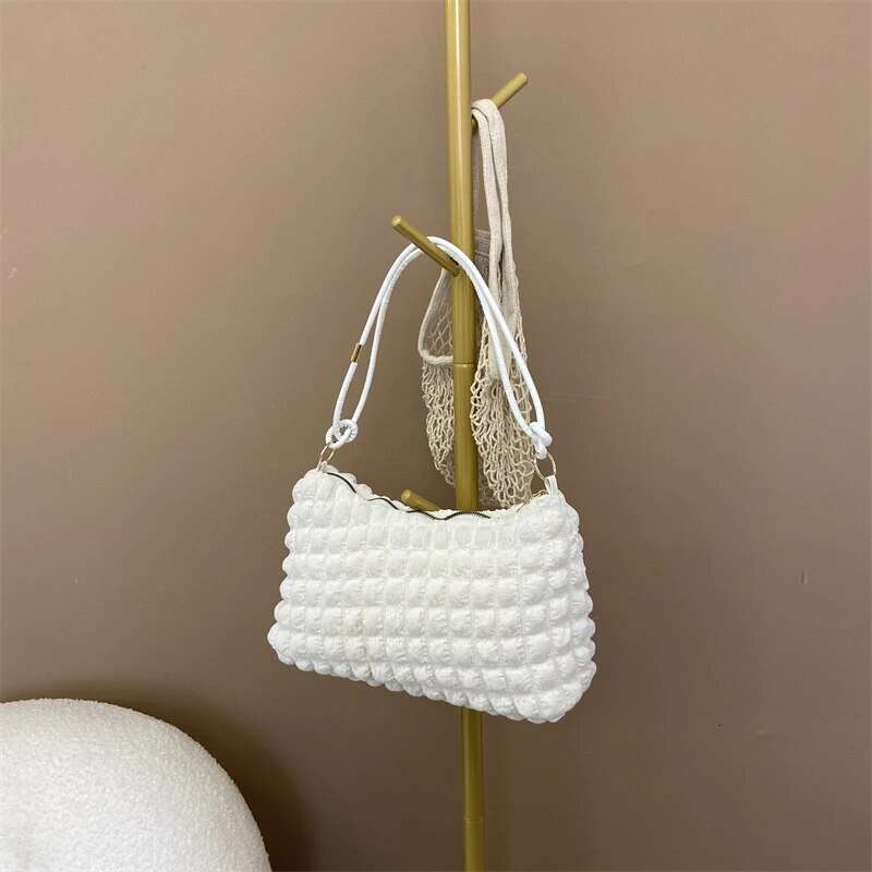 100% Polyester Solid Plaid One-shoulder Women's Bag Handbag