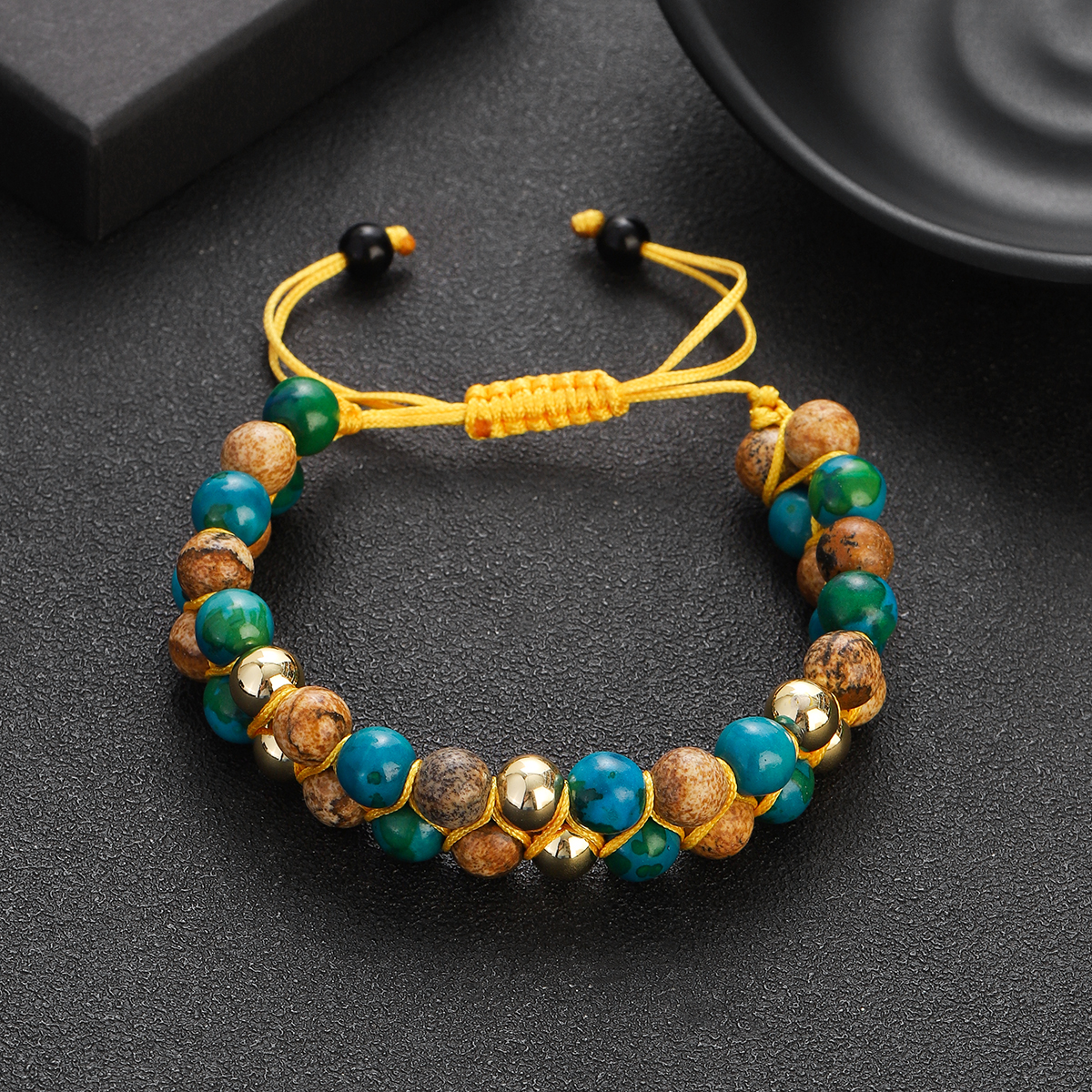 Men Picture Jasper Bracelets Natural Stone Beaded Braided Bracelet Bangles Yoga Double Layer rame Chakra Healing Jewelry 53a29 5 ea506