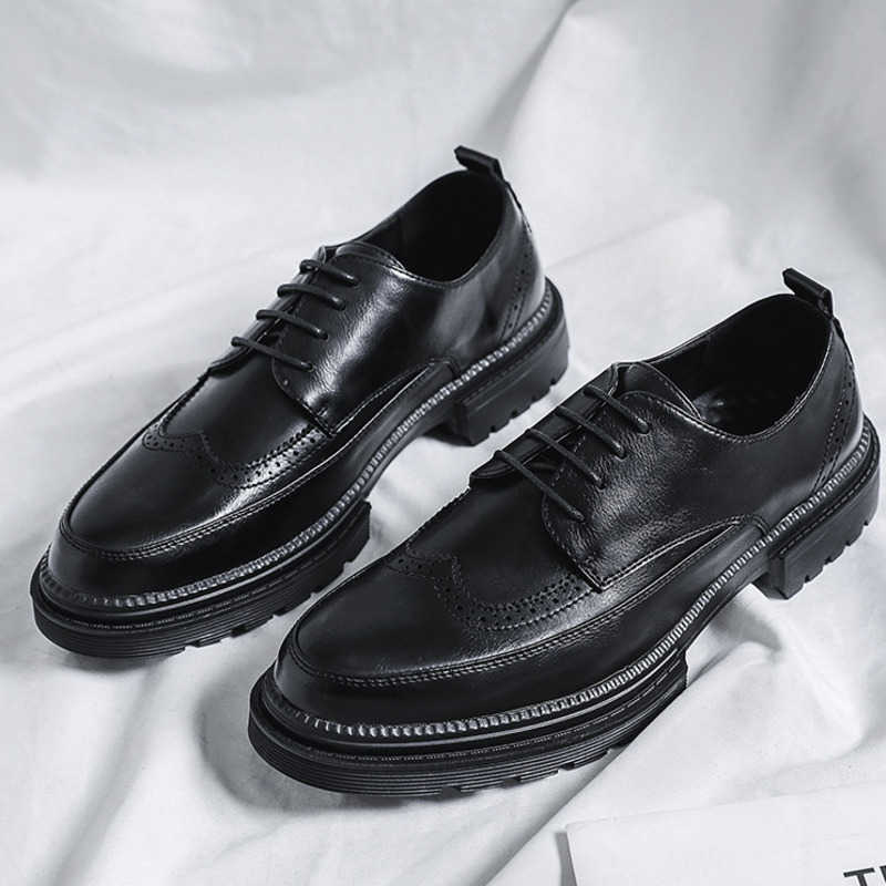 Men Dress Shoes Block Mens Shoes Korean Version Trendy British Casual Shoes Wedding Shoes Formal Pointed Groom's Leather Shoes 241009