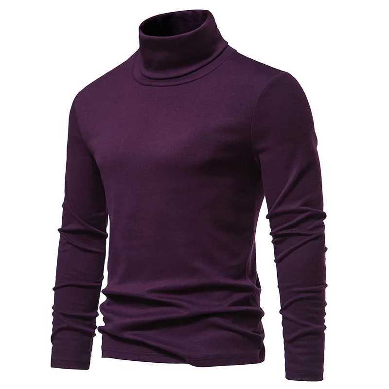 Mens purple collar sweater autumn winter long sleeved warm casual basic top slim fit warm hem mens 2 colors W2411111