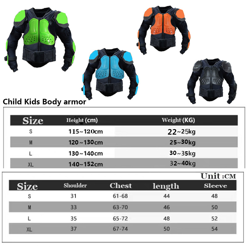 Child Kids Motorcycle Motocross Body Armor Moutain Bike Protector Skiing Skating Riding Downhill Protective Gear Moto Racing Pad