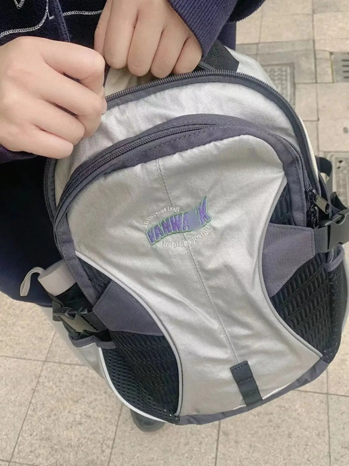 Neutral Y2k school bag American fashion Korean womens outdoor backpack high-capacity leisure letter backpack 241111