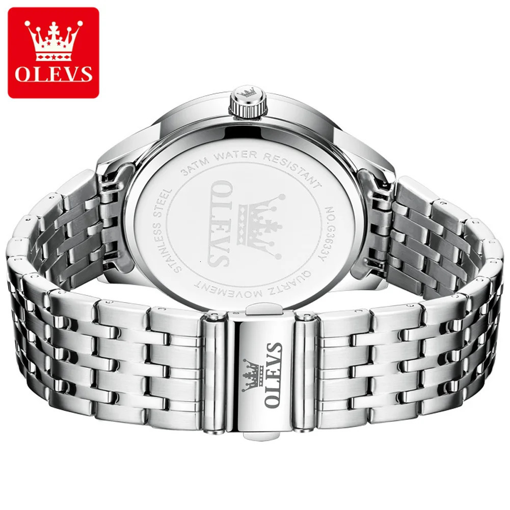 OLEVS original simple mens watch waterproof stainless steel quartz watch luminous date Roman scale mens watch 241112