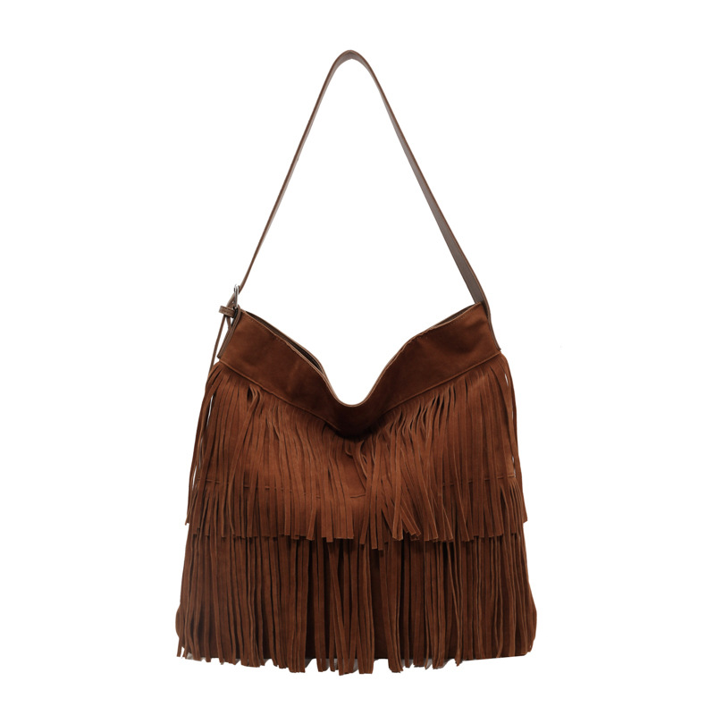 Brand Designer Suede Women's Shoulder Bag Retro Tassel Crossbody Bag Hobos Handbag Winter New