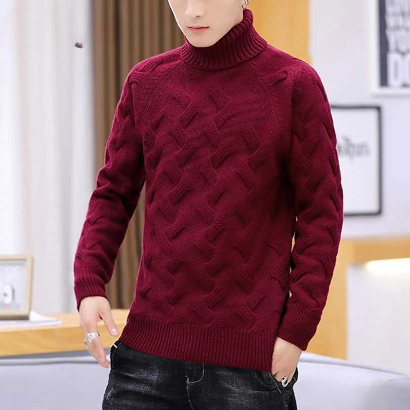 Casual white turtle neck mens winter sweater mens solid pull mens turtle neck M-2XL 2023 autumn new arrival W2411111
