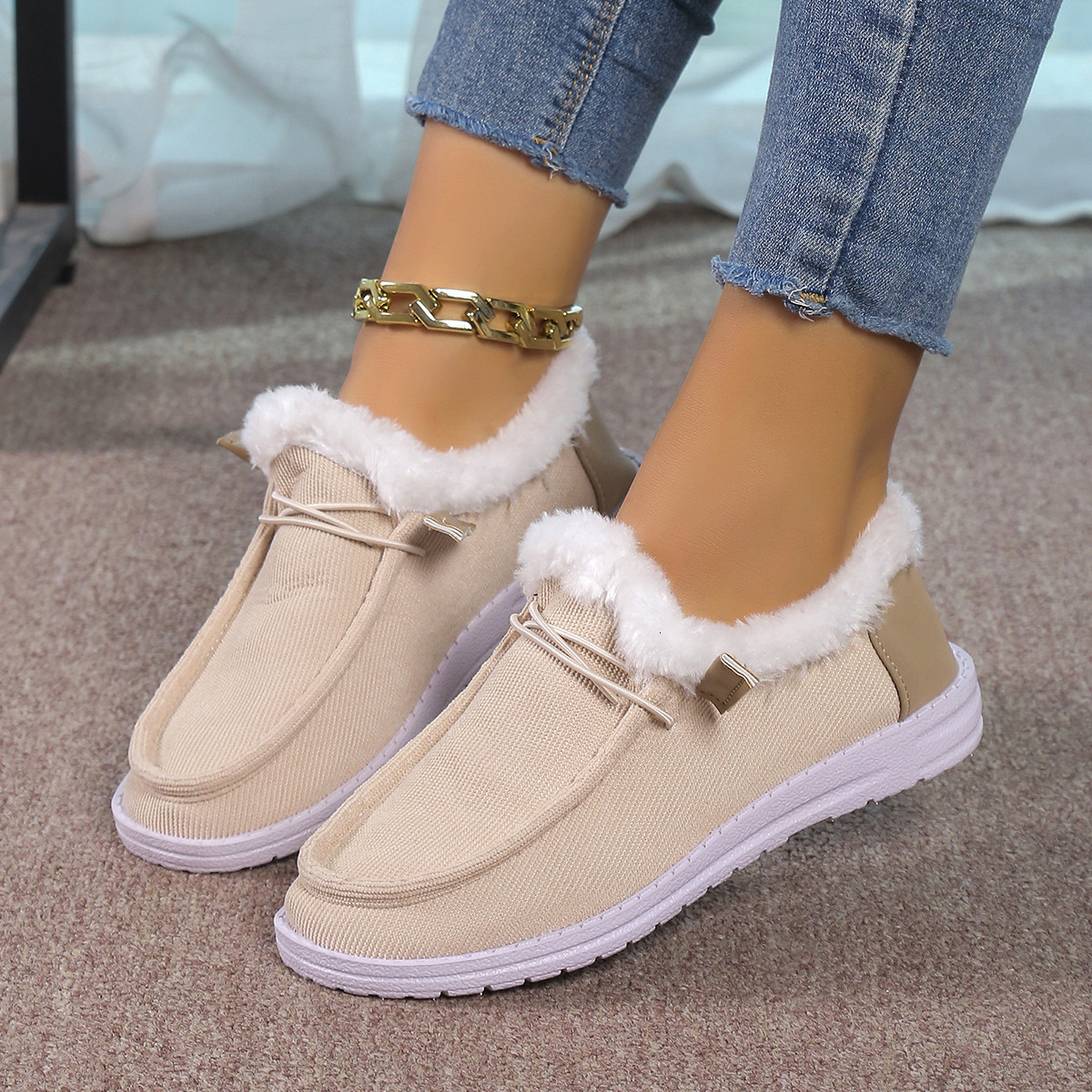 plus size 2024 winter new item european and american lace up woolen mouth snow boots for women with plush insulation plus plus plus size cotton shoes 