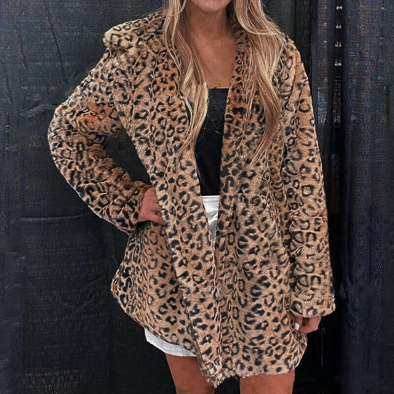 shanshi fur coat women Winter rabbit street trendsetters long sleeved brown waistless collar faux fur coat for women