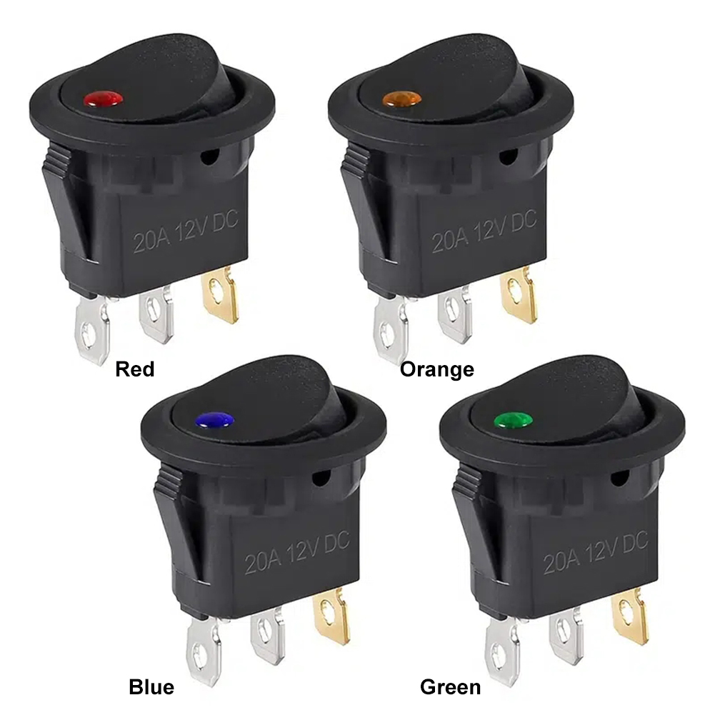 4Pcs Lighted Rocker Waterproof DC 12V 20A SPST ON/OFF Switch with LED Light Toggle Buttons for Car Automotive Boat Truck