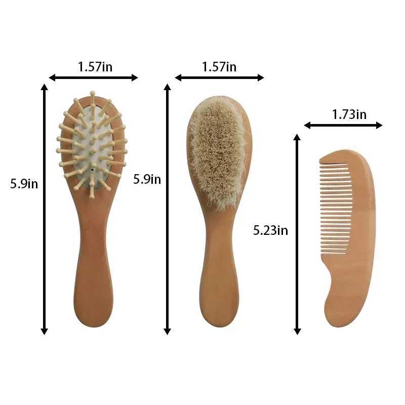 Baby natural wood boy girl soft wool brush hair comb baby head massager portable bath brush childrens brush W241112