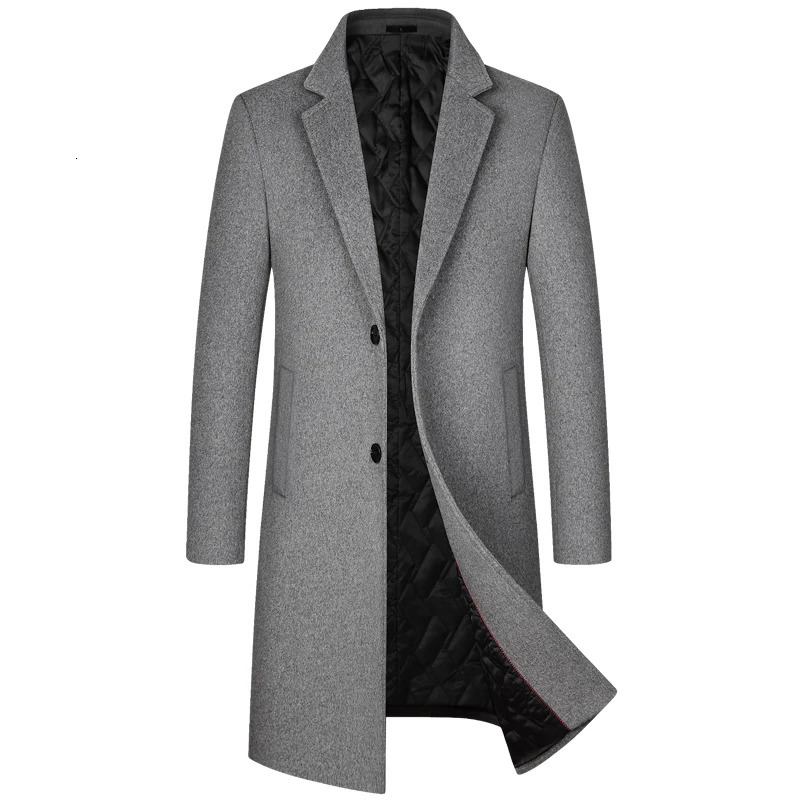 Winter wool coat mens fashion long wool blend British business casual trench coat mens solid thick wool coat jacket 241112
